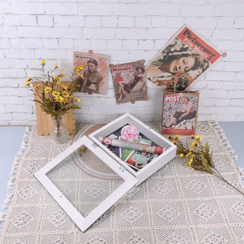 Frametory, 8.5x11 Shadow Box Frame - Front Opening - 2 inch Depth Display Box for Wall and Tabletop Display- Memory Box, 6 Pins Included (8.5x11, White) - Image 4